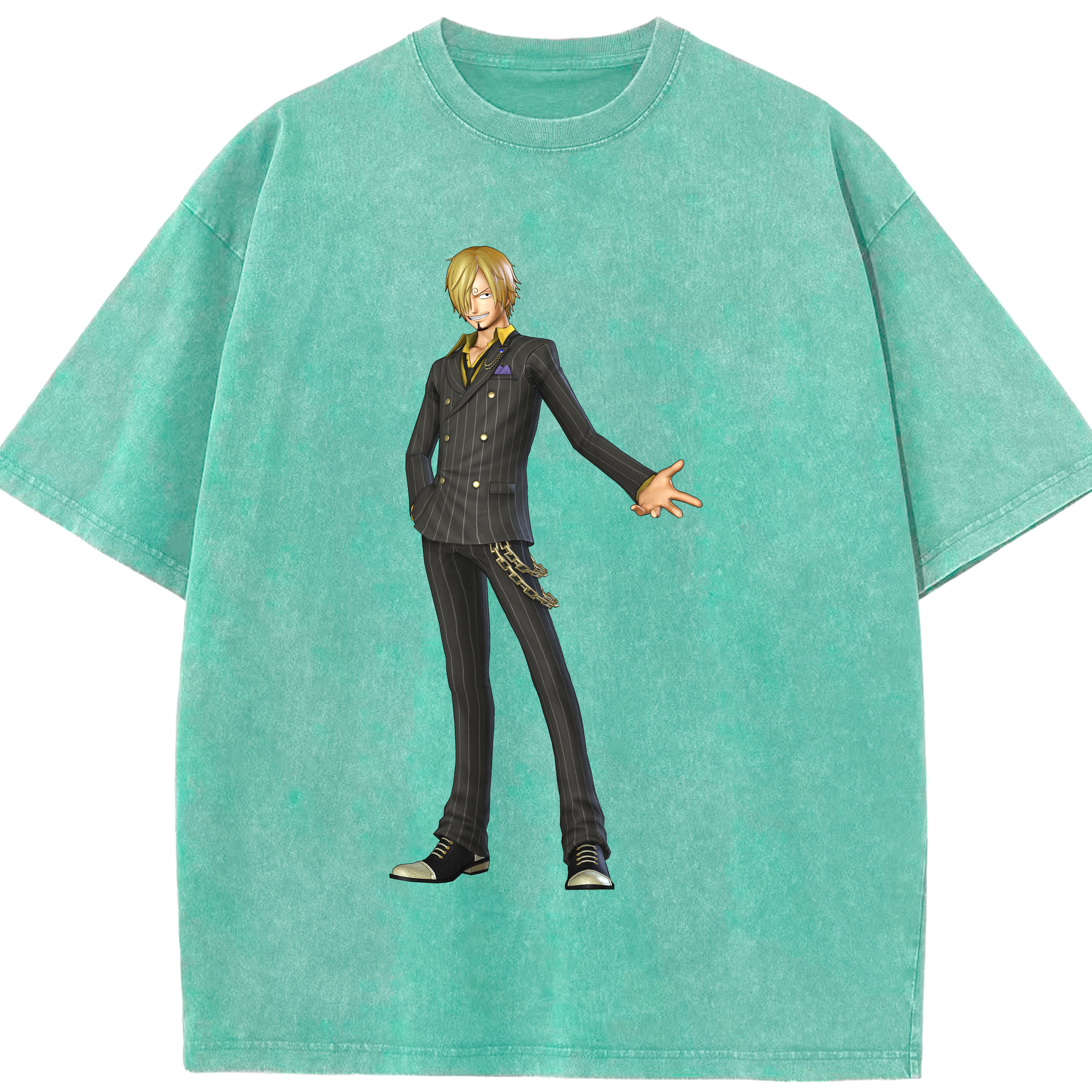 ワンピース サンジ ONE PIECE Sanji 綿100% ヴィンテージ風 半袖Tシャツ（フロントプリント）